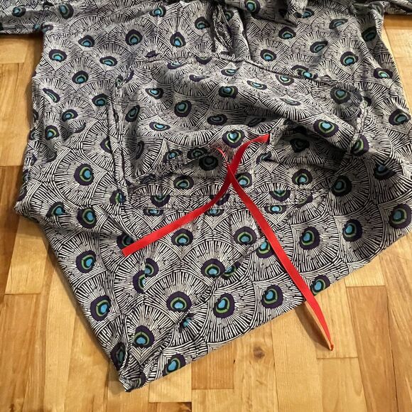 Tory Burch Top Evelina‎ Blue Peacock Print Tunic Blouse Womens Sz 8 - Picture 6 of 7